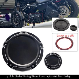 Unbranded Black CNC Cut 5 Hole Derby /Timing Timer Cover For Harley Electra Glide Softail