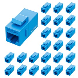 FGB 10 Gbps CAT6A RJ45 Keystone Coupler 25-Pack, RJ45 Keystone Jack, Ethernet Coupler Female to Female UTP for Cat6a/Cat6/Cat5e/Cat5, Blue