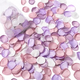 Serwalin 300Pcs Silk Rose Petals Artificial Flower Petals for Weddings Proposal Purple Pink Petals for Romantic Night Flower Girl Petals for Wedding Bridal Shower Table Decor (4 Color Mixes)
