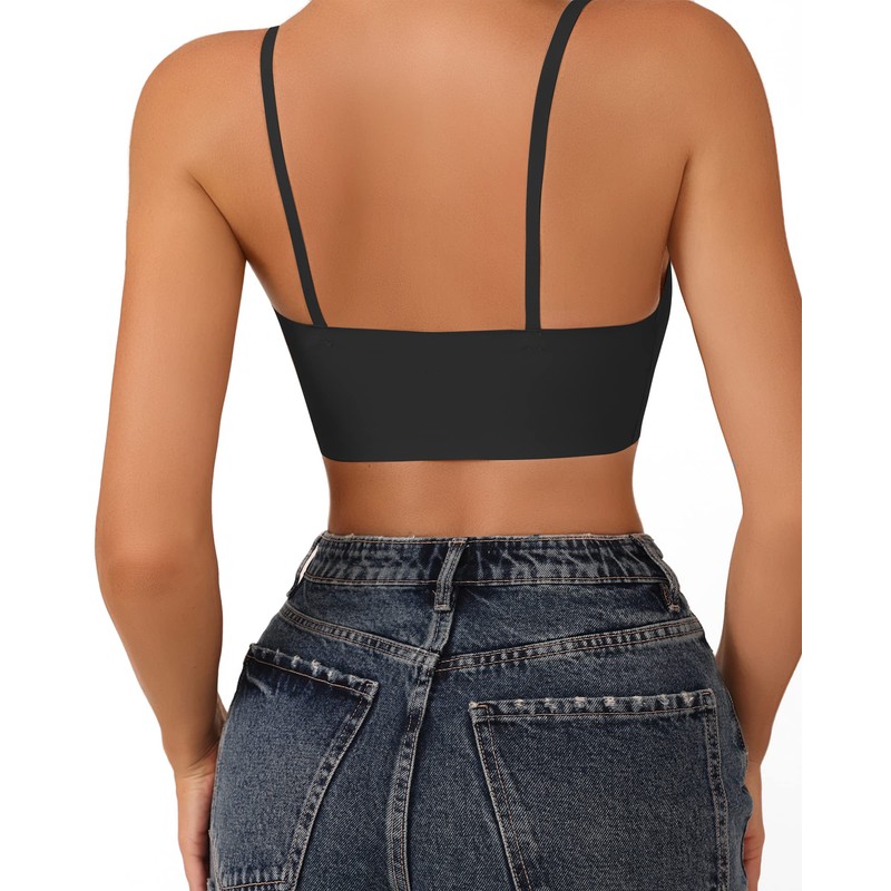 DEANGELMON V Neck Bralettes Padded Seamless Adjustable Straps Bra Everyday