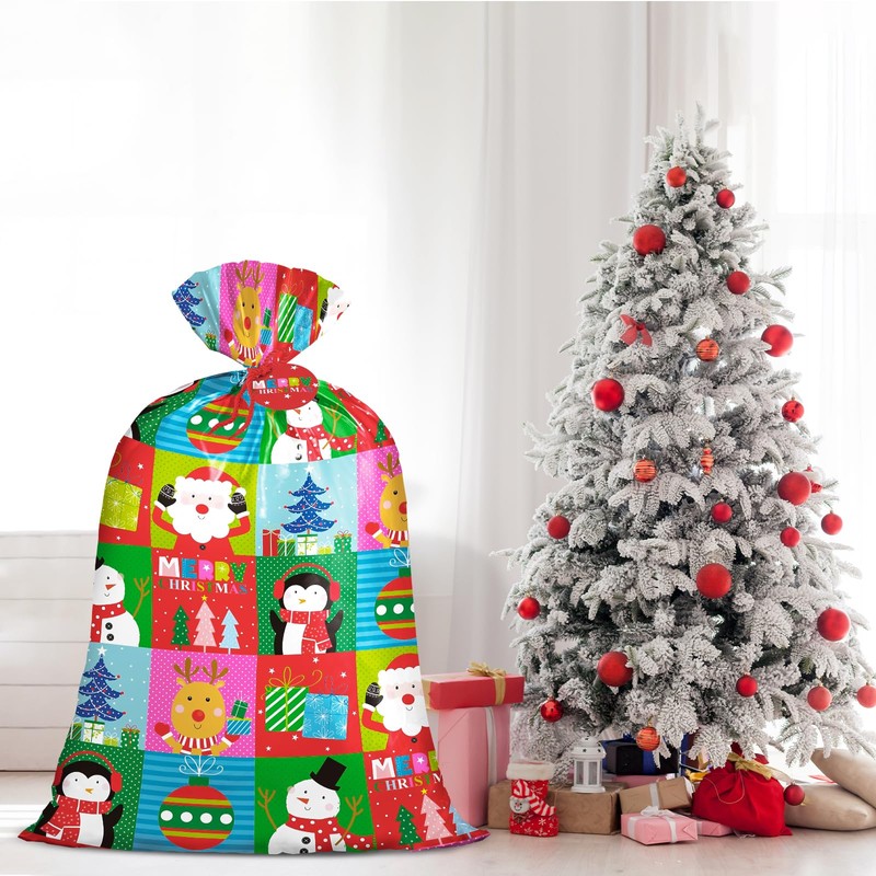 Loveinside Jumbo Large Plastic Gift Bag, Christmas Design Plastic Bag