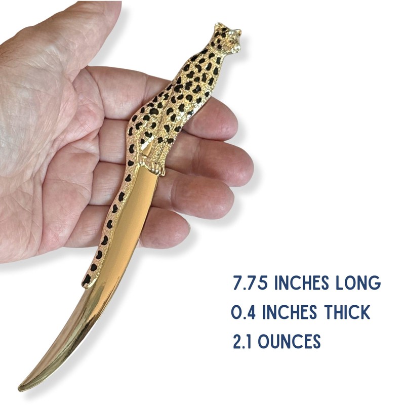 Premium Leopard Letter Opener | Gold Electroplated Desk Accessory for
