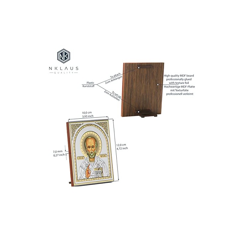 NKlaus Saint Nicholas Wonderworker Wooden Icon 10 x 12 cm
