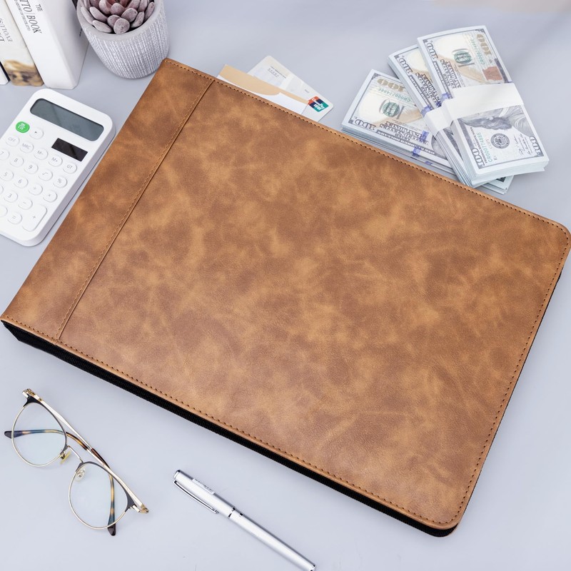 Antner Zippered 7 Ring Business Checkbook Binder Portfolio for 3-on-a-Page