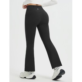 baleaf Women's Petite Fleece Lined Pants Winter Thermal Warm Yoga Flare Leggings 27" Snow Pants Black L