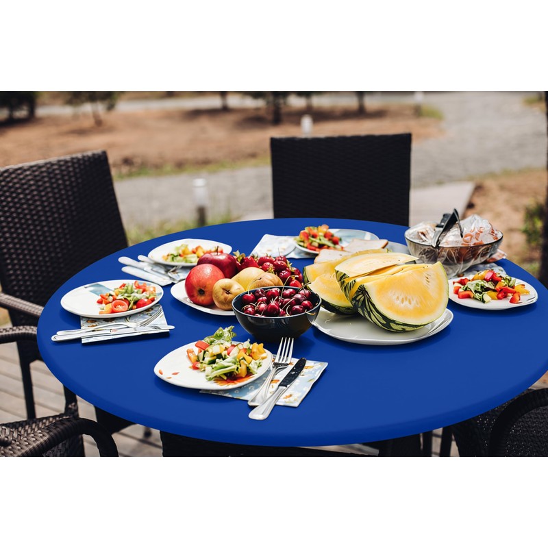 misaya 2 Packs Round Spandex Tablecloths, Stretch Elastic Tablecloth Cover