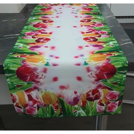 Table Runner Tulip Motif for Easter Easter Season Spring in Various Sizes (40 x 140 cm)