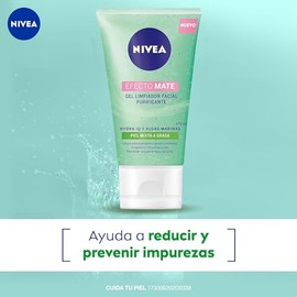 NIVEA Gel Limpiador Facial y Purificante Efecto Mate (150 ml) - Enriquecido con Algas Marinas, Ideal para Piel Mixta y Grasa