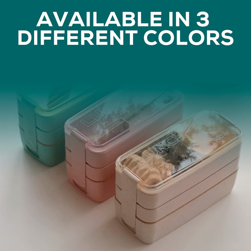 Tarlini | Premium Green Bento Box for Adults - 3-Stackable