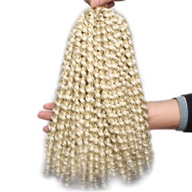Leeven 2 Packs Blonde Synthetic Water Wave Passion Twist Crochet Braids Hair for Women 12 Inch Short Bohemian Twist Braiding Hair for Distressed Butterfly Locs Hair 613#