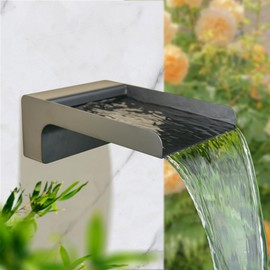 SUMGREEN 304 Stainless Steel Water Fountain Spout Scupper, Made Exquisite Handcrafted Garden Waterfall Spillway for Landscape Decors, Patios, Pools, Courtyards, Water Walls (Black Powder Coating)