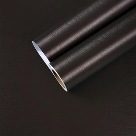 CHIHUT 17.7”x100” Dark Brown Brushed Metallic Peel and Stick Wallpaper Waterproof Stainless Steel Contact Paper for Appliances Covers Self Adhesive Wallpaper for Kitchen Backsplash Cabinets Dishwasher