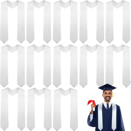 Tcevily 12 Pieces Graduation Stole Sash Unisex Adult Honor Stole Plain Graduation Honor Satin Stole for Men Women (12, White, 60 Inch)