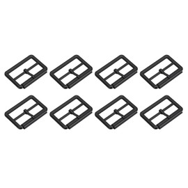 QUARKZMAN Pack of 8 Metal Roller Buckles, 20 mm (0.8 Inch) Triglides Slider Movable Latch Strap Adjuster Rectangle Keeper for Bags Leather Crafts (Matt Black), Matte black