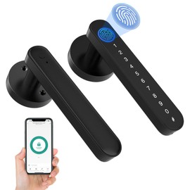 eLinkSmart Fingerprint Door Knob, Keyless Entry Door Lock with Keypad Handle, App Controlled Smart Door Lock Security, Electronic Biometric Code Door Lock for Bedroom Interior Hotel - Black