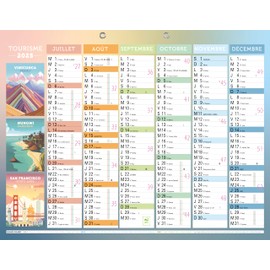Exacompta - 34314E - Semi-annual calendar illustrated Tourism - 29.5 x 22 cm - January to December 2025 - Random visual