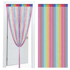 GBKDQQ String Curtain, Pack of 2, 100 x 200 cm, Multicoloured Fly Curtain, Patio Door, Door Curtain, Fly Protection, Patio Door, Room Divider, Decorations for Dining Room, Bedroom, Wedding, Cafe