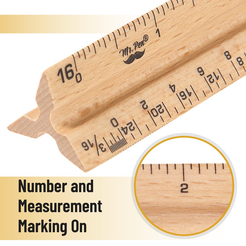 Mr. Pen- Architectural Scale Ruler, 12 Inch, 2 Pack, Wooden