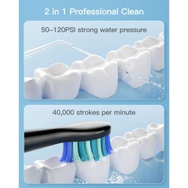 Water Flosser and Electric Toothbrush Combo - Cordless Water Flosser for Teeth - 5 Modes Sonic Electric Toothbrush, 3 Modes Portable Water Floss