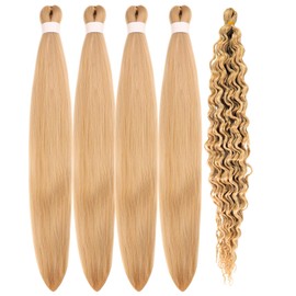 Braiding Hair Pre stretched Boho Hair for Braiding Curly Deep Wave Champagne Blonde Braiding Hair Ez Braid Colored Hair Extensions Synthetic Knotless