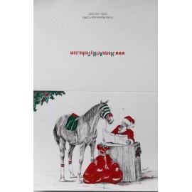Artist Created Horse Racing Christmas Card Santa/Race Horse reading Daily Racing