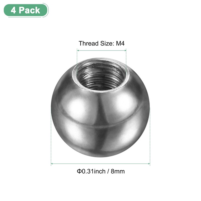 M METERXITY 4Pcs Threaded Ball Nut Knobs, M4x8mm 304 Stainless