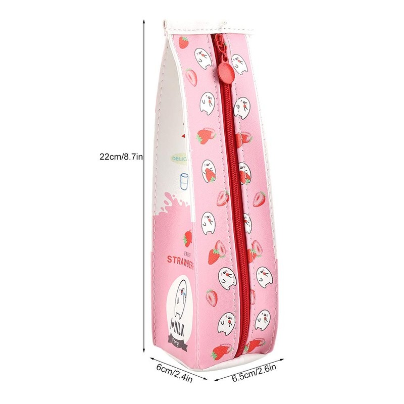 Haofy Cartoon Milk Stationery Bag, Waterproof PU Pencil Case Storage