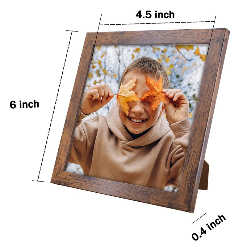 NDUFOA 5x5 Picture Frame, Rustic Square Frame Display 5x5 Photos,