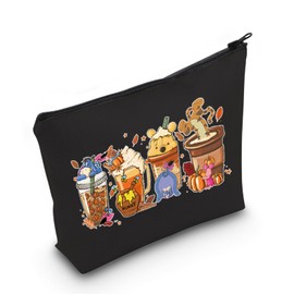 Pooh Bear Cosmetic Bag Cartoon Coffee Cup Makeup Bag with Zipper Cartoon Bear Donkey Pig Tiger Coffee Cup Toiletry Bag (BL Pooh Cup)