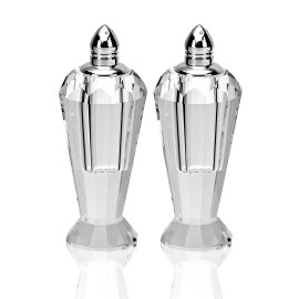 Homeroots Handcrafted Optical Crystal And Silver Pair Of Salt And Pepper Shakers