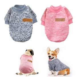 FainFun Dog Jumpers for Large Dogs, Pack of 2 Dog Jumpers, Medium Dogs for Winter, Dog Jumper Medium Dogs for Cats, Dog Clothes, (Pink Grey XL)