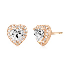 EAMTI 925 Sterling Silver Rose Gold Stud Earrings for Women 0.5CT Heart Cut Cubic Zirconia CZ Stud Earrings 18K Gold Plated Stud Earrings Men Hypoallergenic