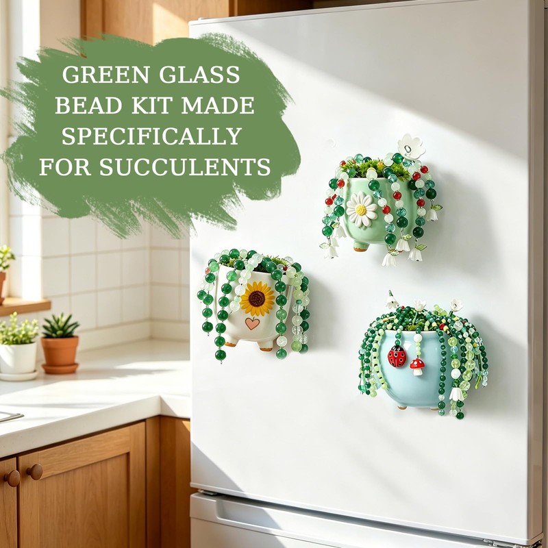 Weldomcor 5540 Pcs Beaded Plant Kit, Forever Green Glass Beads