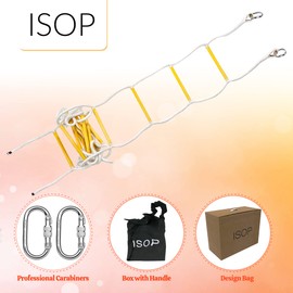 ISOP Emergency Fire Escape Ladder 3 Story Homes | 25 ft Emergency Escape Rope Ladder | Fast to Deploy & Easy to Use | Light, Compact & Easy to Store - Weight Capacity up to 2000 Pounds (25ft)