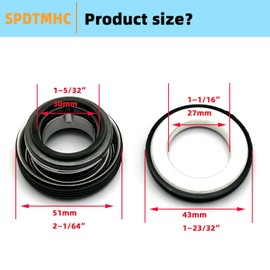 Mechanical Seal Fit for Predator 3 Inch 301cc Full-Trash Water Pump - 23000 GPH Fit SKU 56718 Fit for Honda Engine Parts 3 Inch WT30XK4A 270cc 4 Inch WT40XK3A 389cc Construction Full Trash Water Pump