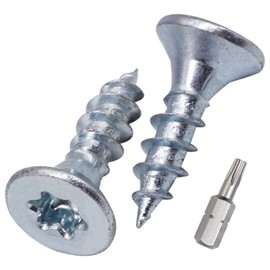 SKIR'CO (100 pcs) Zinc Plated Steel Wood Screws 4.5 x 16 mm, Torx Head, Countersunk Head, Chipboard Screws, Fully Threaded