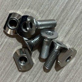 TOBEOME 4pcs M6 Hydrofoil T Nuts Brass Surf All Outdoor Hydrofoil Surf Accessories Silver