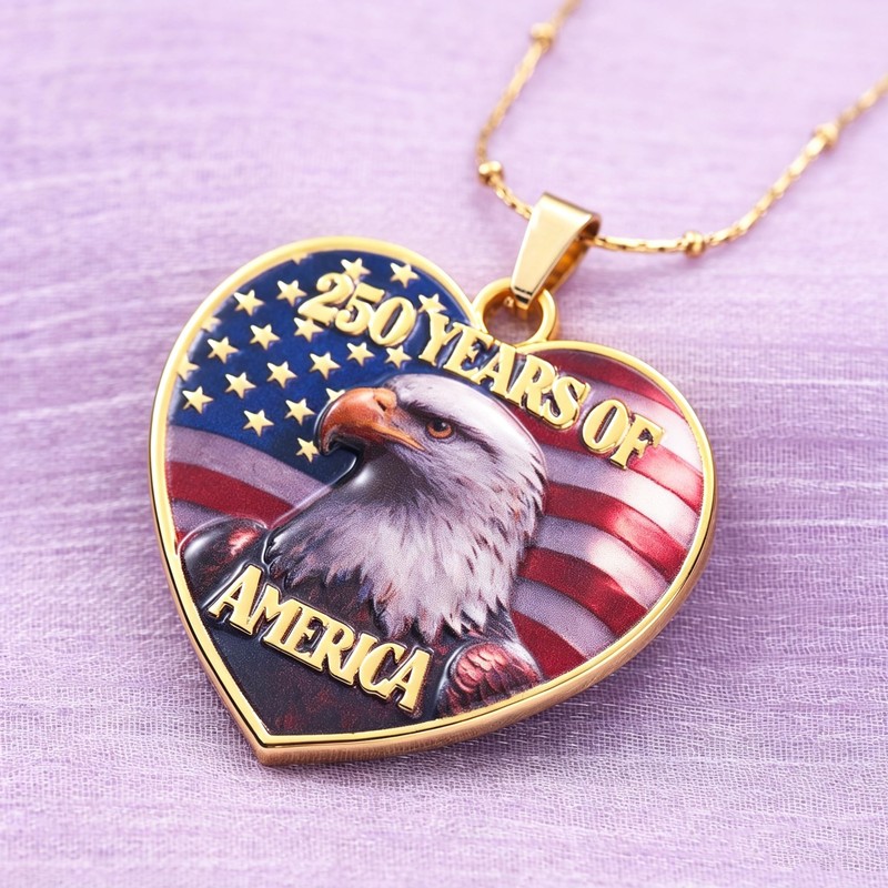 Melix Home America 250 Merchandise American Eagle Flag Necklace Patriotic