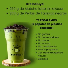 Matcha Para Bubba Tea Y Perlas De Tapioca, Pack De 250g                                                                                               