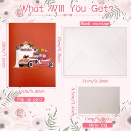 Hierein Pop up Wedding Card, 3D Pink Car Wedding Anniversary Card, Funny Money Cards for Cash Gifts, Wedding Gifts for Bride and Groom, Birthday Cards for Her Wife Girlfriend, Valentine's Day Card