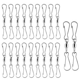 Ledoo 20 Pack Swivel Hooks Clips Wind Spinner Dual Hook Clips Hanging Wind Chimes Crystal Twisters Party Supplies (Silver)