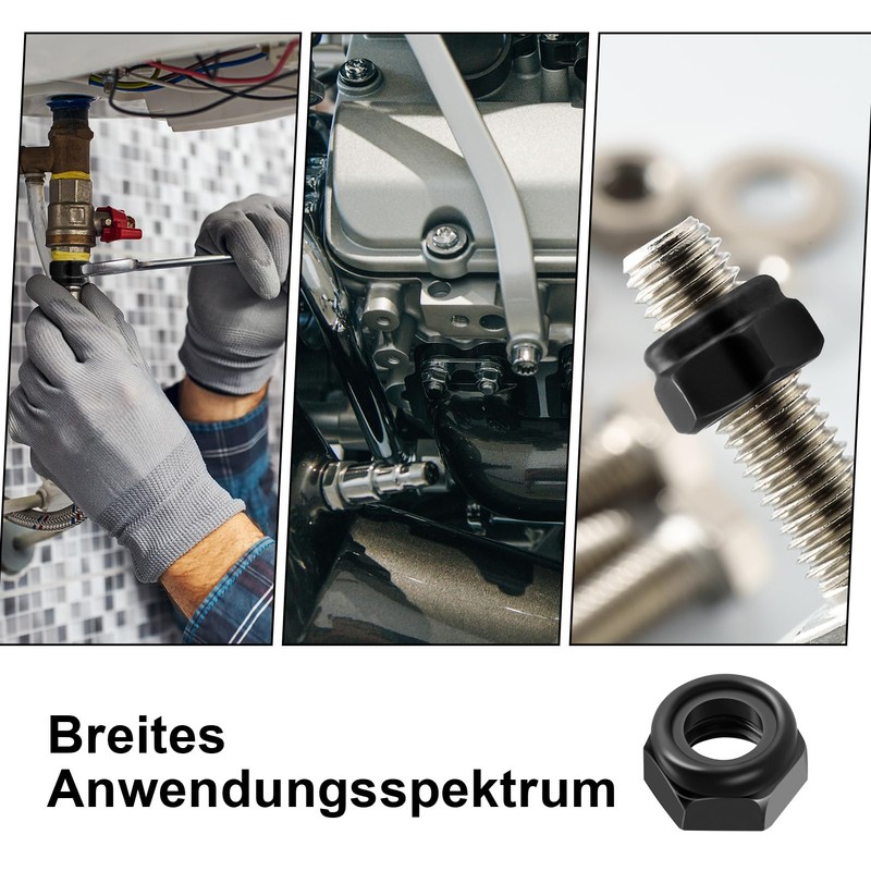 Lvefyti Pack of 50 M6 Nuts Set, Black Stainless Steel