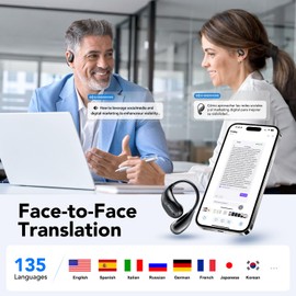 AHEYE XP7 AI Translation Earbuds, 3-in-1 Language Translator Earbuds Real Time in 135 Languages & Accents with APP, OWS Open Ear Bluetooth 5.4 Headphones with Touch Control Screen for Travel Learning