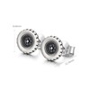 Vintage Tire Tread Round Stud Earring for Men, Silver Tone,