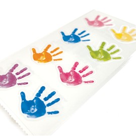 Playhouse Pack of Three Perforated Sticker Half-Sheets for Crafts, Trading & Collecting - Rainbow Handprints