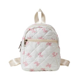 Cotton Small Backpack Purse for Women Cute Mini Aesthetic Backpack Mini Bag Purse (Pink bow)