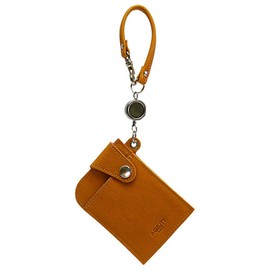 Agility affa "Seek" Pass Case with Reel, Commuter Pass Case, IC Card Case, 2 Pieces, Made in Japan, Cowhide Leather, Genuine Leather, yellow