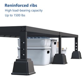 Ahasolid Bed Risers 4 Inch Heavy Duty, Furniture Risers for Bed Frame, Couch, Desk, Chair, Lifts Up to 1,500 lb, Set of 8, Black