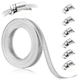 Phyxiul Hose Van 304 Stainless Steel Set Adjustable Hose Clamp Strong Hold Heat Resistant Stainless Steel Band Trailer Pipe Hose Hose Tube Freely Adjustable Hose Clamp for Cutting Tubing (Length 2.5m