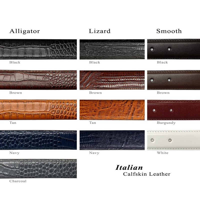 Gareth Italian Calfskin Genuine Leather Designer Dress Belt 1-1/8"(30mm) taper